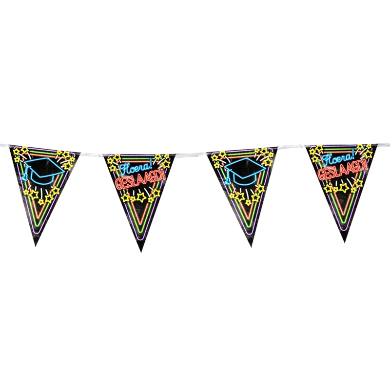 Paperdreams Neon party vlag Geslaagd